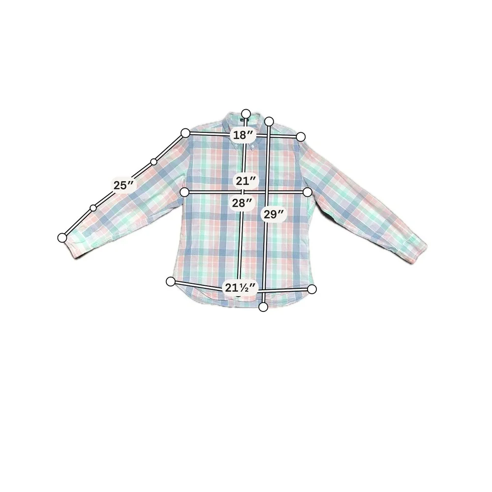 J.Crew Flex Washed Slim Untucked Plaid Button Down Shirt Mens L Pastel Preppy